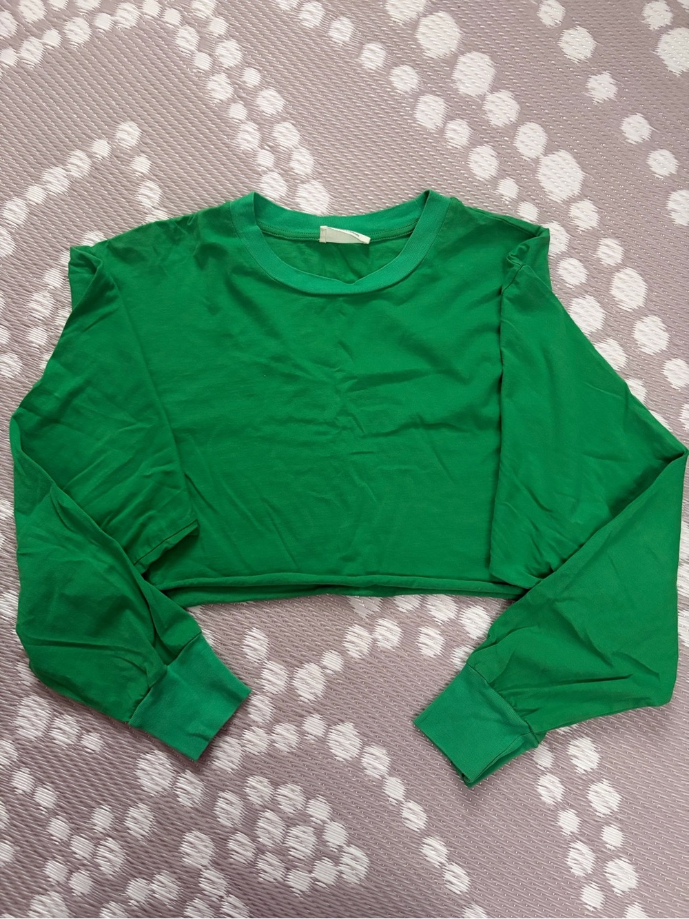 Aritzia Green Cropped Long-Sleeve Top
